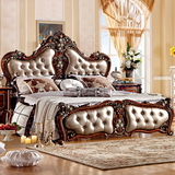 欧式新古典床 美式乡村双人床法式家具实木奢华大气 雕花1.8米