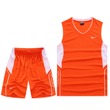 耐克篮球服套装青少年训练服橙色男女款情侣背心夏季印字印号球衣