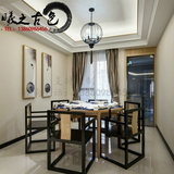 新中式实木水曲柳餐桌 大小户型餐椅样板房酒店圆桌 工程家具定制