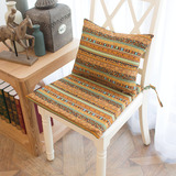 美式乡村棉麻黄色条纹椅垫海绵垫 坐垫 餐椅垫可拆洗凳子垫可定做