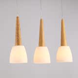 北欧宜家餐厅吊灯现代简约创意个性实木灯具玻璃吧台日式吊灯三头