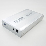3.5寸USB3.0串口SATA硬盘盒 铝合金外壳 2A电源 银色 3531S圆边