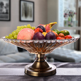 玻璃果盘 现代客厅创意家居摆件大号 水晶透明干果盘糖果盘零食盘