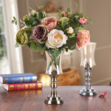 欧式花瓶摆件玻璃桌面客厅餐桌家居装饰品样板房仿真花艺新婚礼物