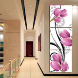 现代简约客厅玄关装饰画走廊过道无框画竖版三联壁画冰晶玻璃挂画