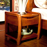 现代中式全实木床头柜金丝楠木色床头柜抽屉式收纳储物木质床边柜