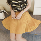 2016夏季新款女装韩版学生高腰雪纺百褶半身裙A字裙纯色修身短裙