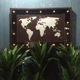 美式工业风世界地图铁艺壁挂饰loft咖啡店酒吧无框铁皮挂画装饰品