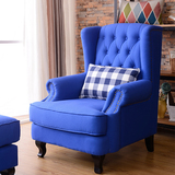 老虎椅皮美式单人沙发椅 卧室书房复古创意布艺沙发高背椅休闲椅