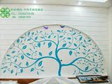 深圳壁画墙体彩绘 花开富贵 家居背景手绘墙装饰 专业定做绘制