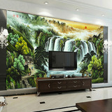 中式3d立体山水国画风水画电视背景墙壁纸装饰画大型无缝壁画墙布