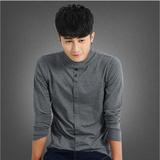 秋季新款青少年韩版修身圆领男士长袖T恤个性潮纯棉学生打底衫