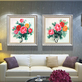 现代中式家居装饰画客厅卧室餐厅挂画 手绘花开富贵牡丹花卉油画