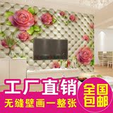 无缝壁画墙纸墙布3D玫瑰花现代简约玄关电视机沙发背景墙绿色墙画