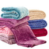冬季法兰绒毛毯加厚双层韩式田园外贸绗缝床盖纯色双人床单毯子