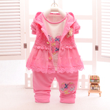 2015新款女童0-1-2-3岁秋装女宝宝童装儿童三件套装婴儿春秋衣服