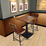 餐椅 休闲咖啡厅桌椅铁艺实木西餐厅酒吧面馆奶茶店桌椅组合 餐桌