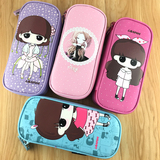 韩国创意女生密码锁帆布多功能大容量多层简约可爱女孩笔袋文具盒