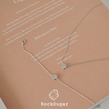RockSugar925纯银韩国极简约同款单钻一颗钻石细巧锁骨项链手链女