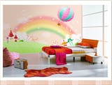 儿童房环保大型壁画 3d无纺布墙纸 男女孩房卧室墙布彩虹壁纸