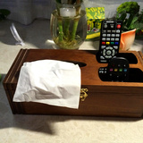 原始实木纸巾盒遥控器收纳盒 欧式 创意多功能 桌面迷你收纳盒