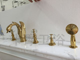 金色浴缸龙头、天鹅三孔水晶把五件套  冷热水龙头、豪华欧式龙头