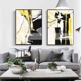 现代北欧风格黄色手绘抽象油画沙发背景墙画客厅玄关走廊装饰画