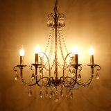 美式水晶蜡烛灯饰欧式乡村田园法式北欧餐厅卧室客厅创意铁艺吊灯
