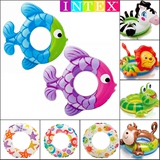 包邮INTEX卡通动物浮圈充气加厚小鱼狮子青蛙斑马儿童腋下浮圈