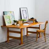 简约现代实木电脑桌办公桌子美式会议桌长桌洽谈桌书桌长方形餐桌