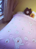 韩式卡通LINE布朗熊可妮兔水洗全棉夏被空调被子纯棉花儿童盖被