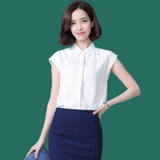 宿色短袖衬衫女夏季韩版白色雪纺小半袖衬衣修身职业工装上衣