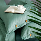 雅娴贡缎纯棉枕套 纯色加厚48 74cm单人枕头套 全棉枕芯套 一对装