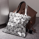 日本同款几何菱格镭射女包2016新款百变折叠菱形手提单肩女士包包
