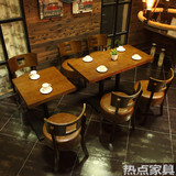 批发西餐厅桌椅组合咖啡厅桌椅甜品店桌椅北欧奶茶店复古实木餐椅