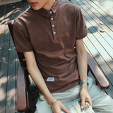 夏季新款韩版男装半袖刺绣贴布修身POLO衫潮流休闲翻领短袖T恤男