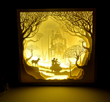 大号成品 3D 镂空立体光影纸雕装饰画  创意纸艺 床头夜灯 礼物