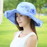 防晒遮阳帽夏天女士时尚雪纺帽可折叠防紫外线太阳帽海边沙滩帽子
