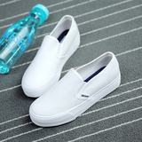韩版夏季厚底懒人鞋女学生一脚蹬帆布鞋平跟白色鞋韩国女鞋小白鞋