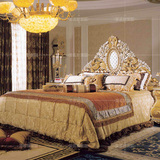 欧式床双人床实木雕刻床法式真皮床卧室1.8米大床意大利家具婚床