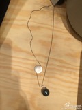 COS上海专柜代购 16新款 黑珍珠银色圆片组合可调节长项链毛衣链