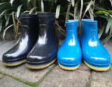 雨鞋男女黑色蓝色工作鞋雨靴防滑耐磨防酸碱油低筒高筒13-17厘米