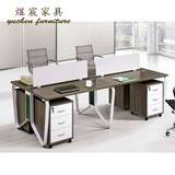 福州现代开放式办公桌钢木组合位屏风工作职员电脑桌4人2桌椅组合