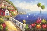 美式欧式地中海风情高清油画风格画心装饰画画芯画布无框画壁画