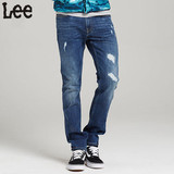 2016新款 Lee男士水洗破洞补丁时尚修身小脚牛仔长裤LMS706Z21X16