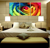 diy数字油画特价三联三拼填色画 手绘客厅抽象花卉装饰画 玫瑰