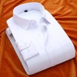 秋冬季纯白色男士大码结婚加绒加厚保暖衬衫长袖商务正装修身衬衣