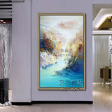 纯手绘竖版抽象风景风水油画现代家居客厅玄关走廊过道装饰挂壁画