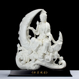 水月观音 开光自在观音菩萨佛像摆件 德化白瓷陶瓷工艺品观世音