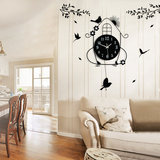 家居现代装饰欧式田园静音摇摆挂钟客厅时尚卧室创意个性小鸟钟表